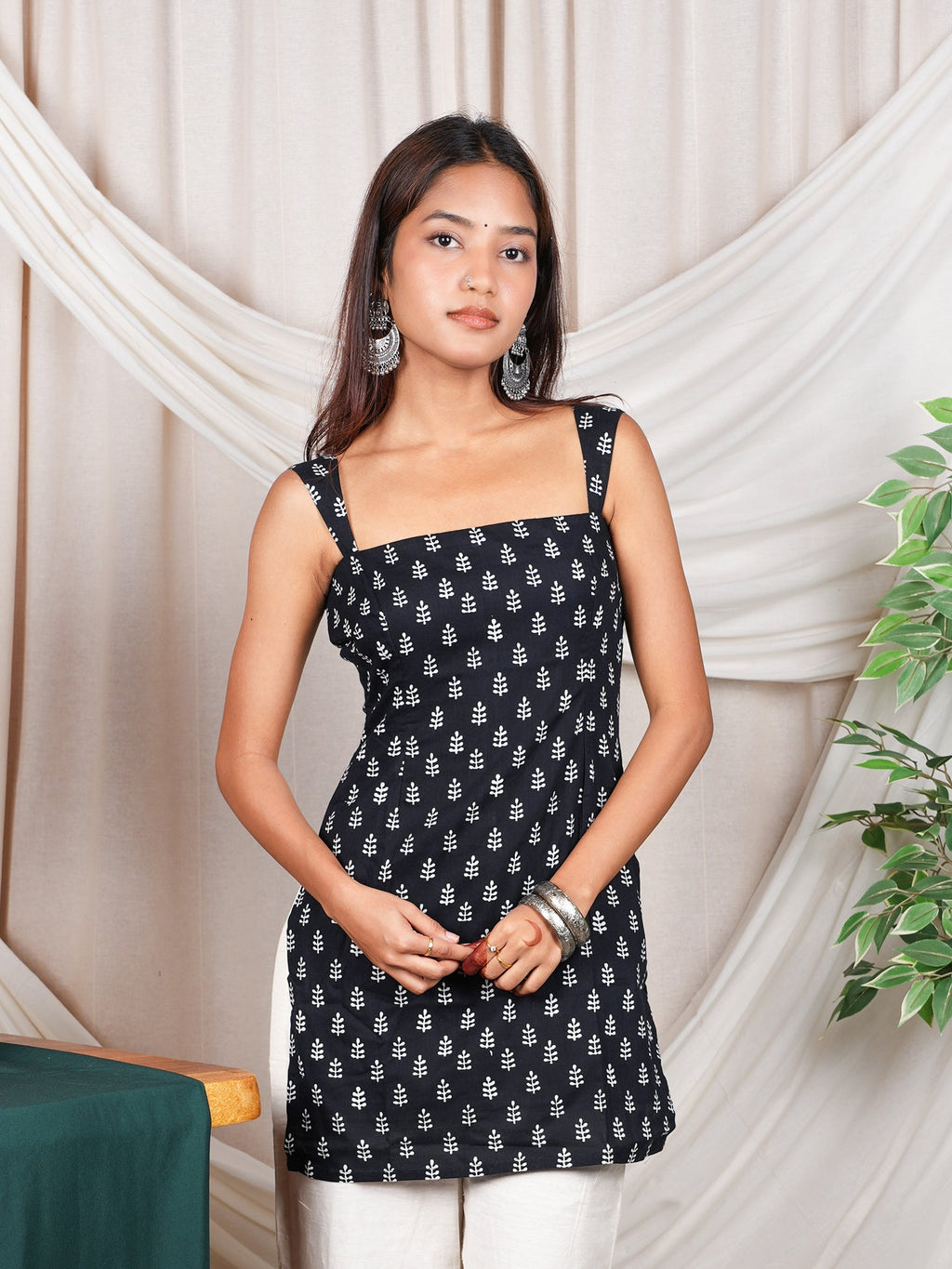Nitara Wide Shoulder Strap Structured Kurti Top