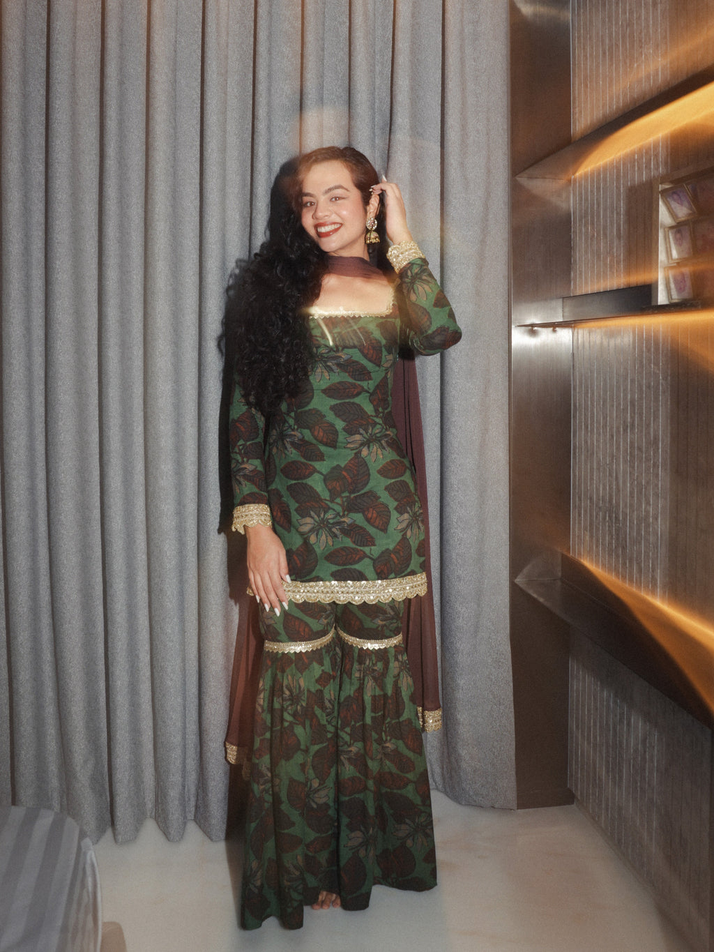 Meherzeen Sleeved Corset Sharara Set