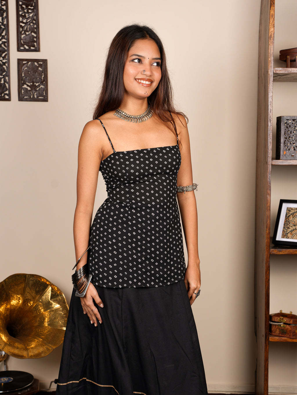 Jhanjhar Bandhani Corset Kurti Top