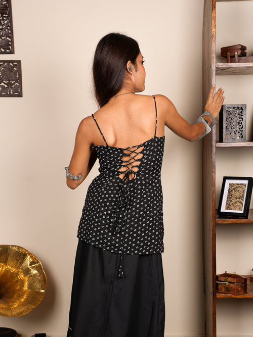 Jhanjhar Bandhani Corset Kurti Top