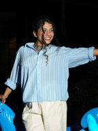 Oversized Striped Crop Shirt