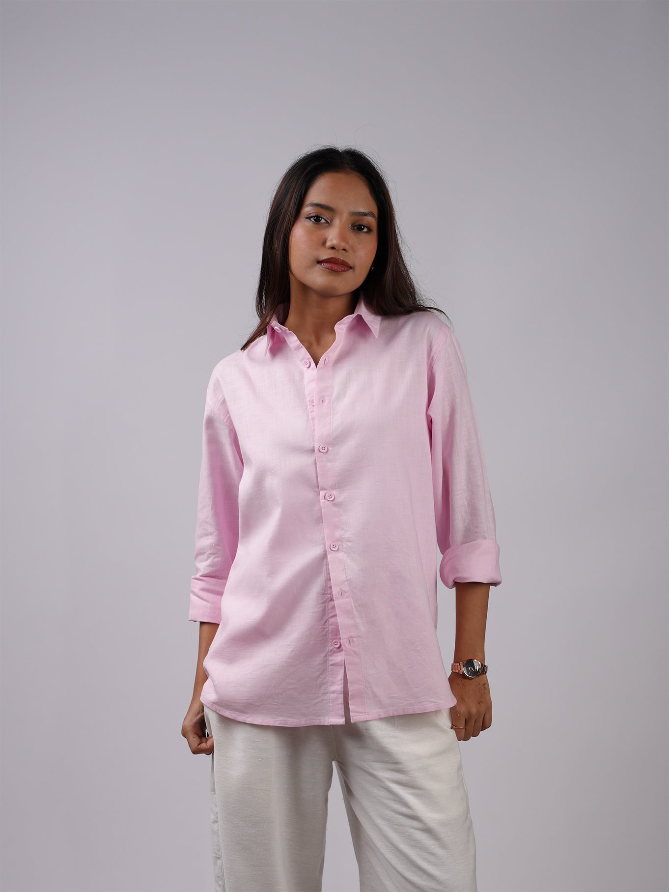 Oversized Pink Linen Shirt