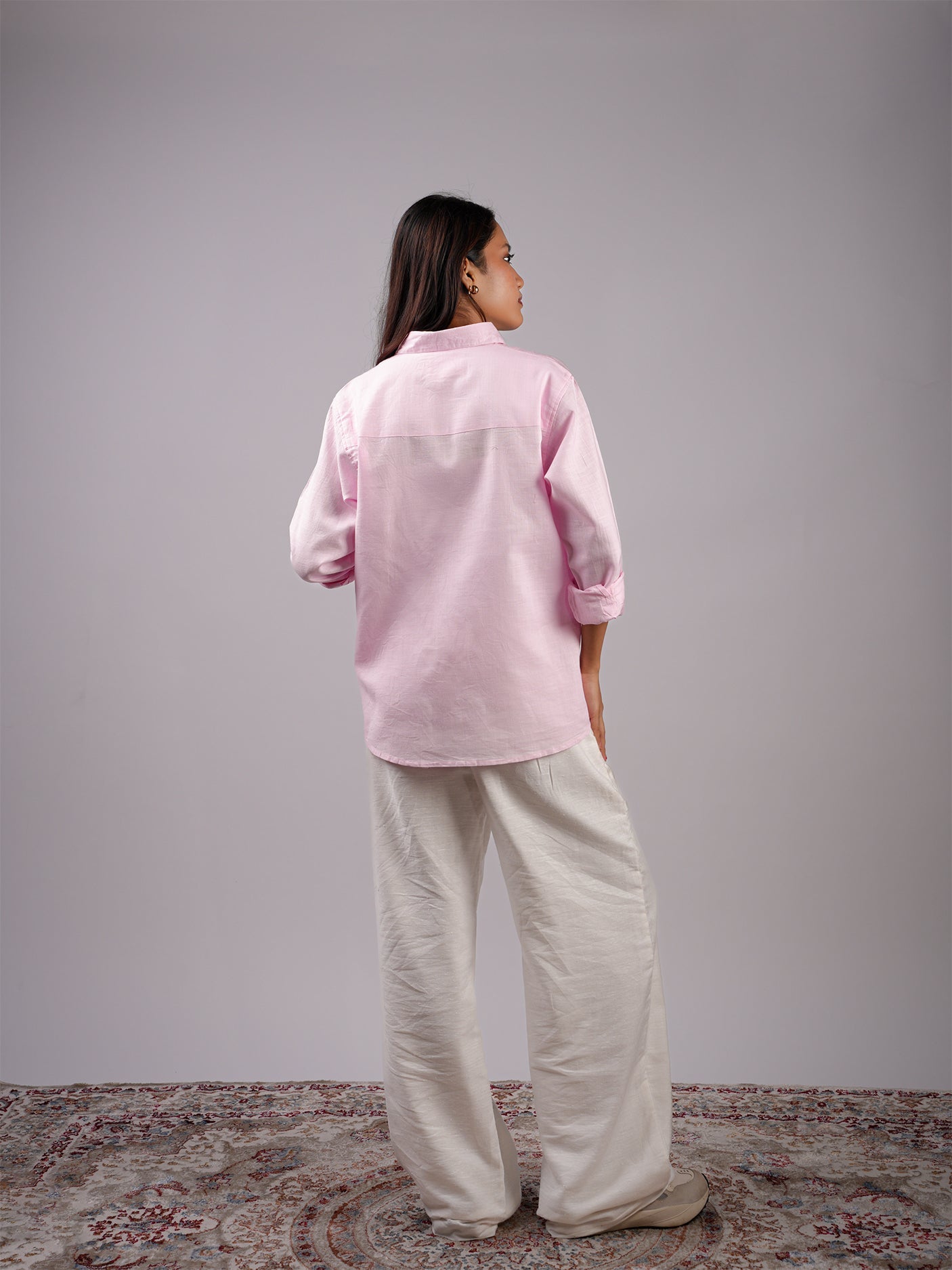 Oversized Pink Linen Shirt