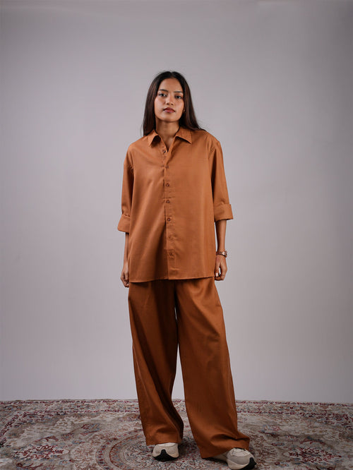 Oversized Brown Linen Shirt