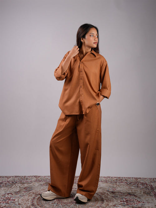 Oversized Brown Linen Shirt