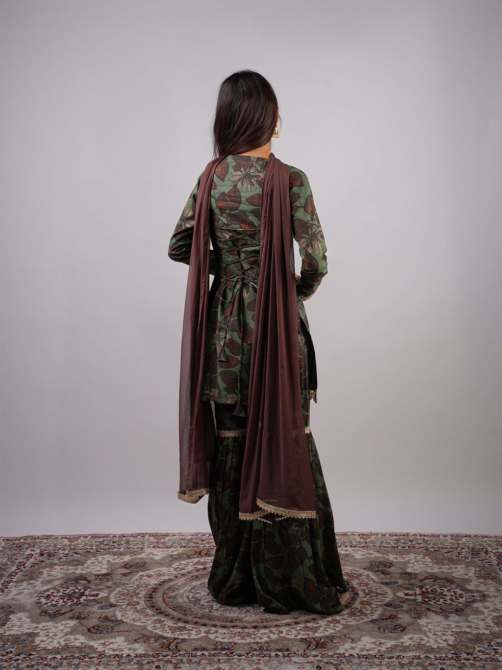 Meherzeen Sleeved Corset Sharara Set