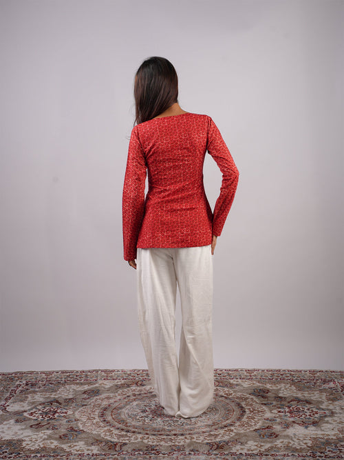 Zar Sleeved Structured Kurti Top