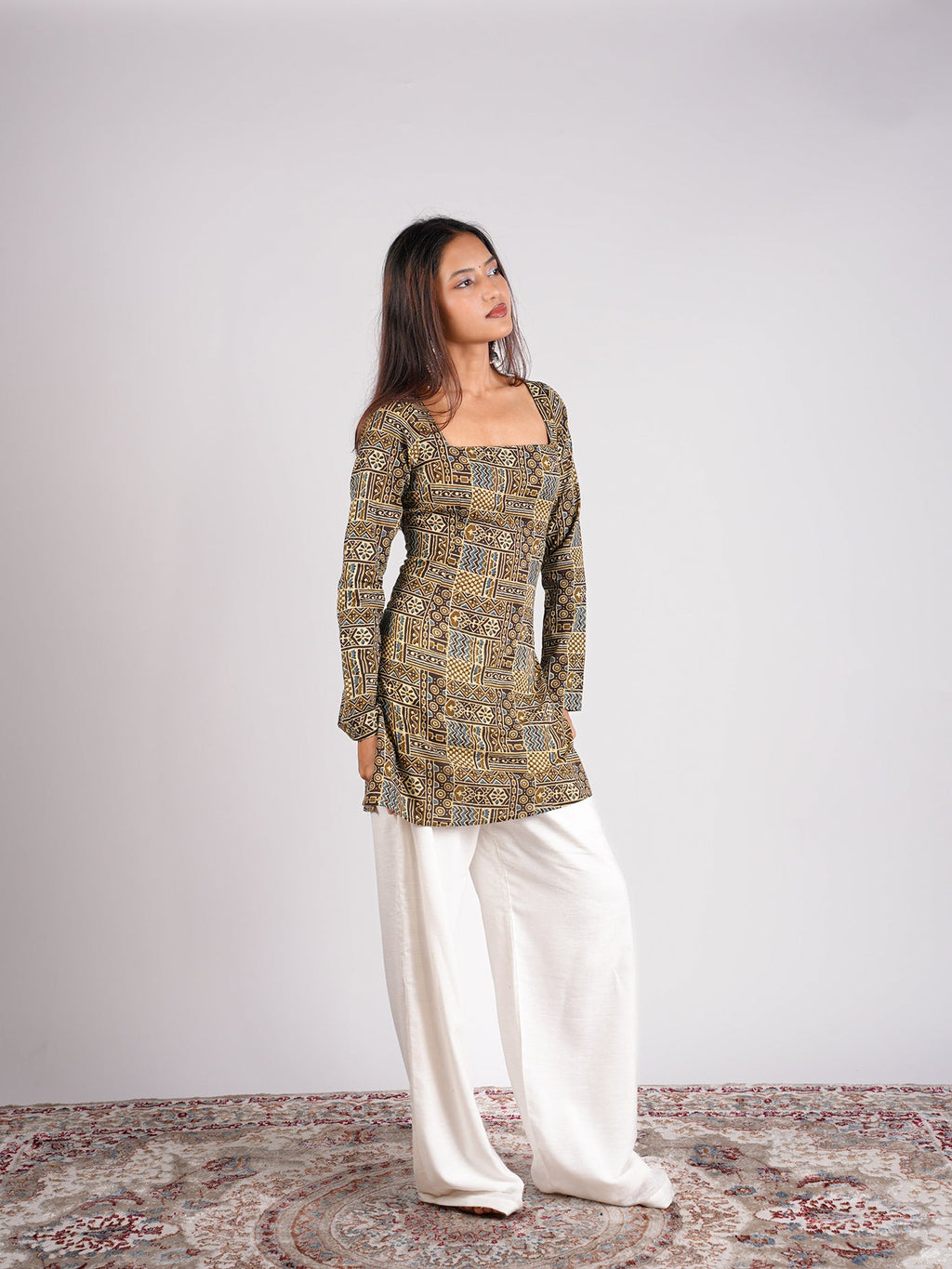 Kanak Sleeved Corset Kurti Top
