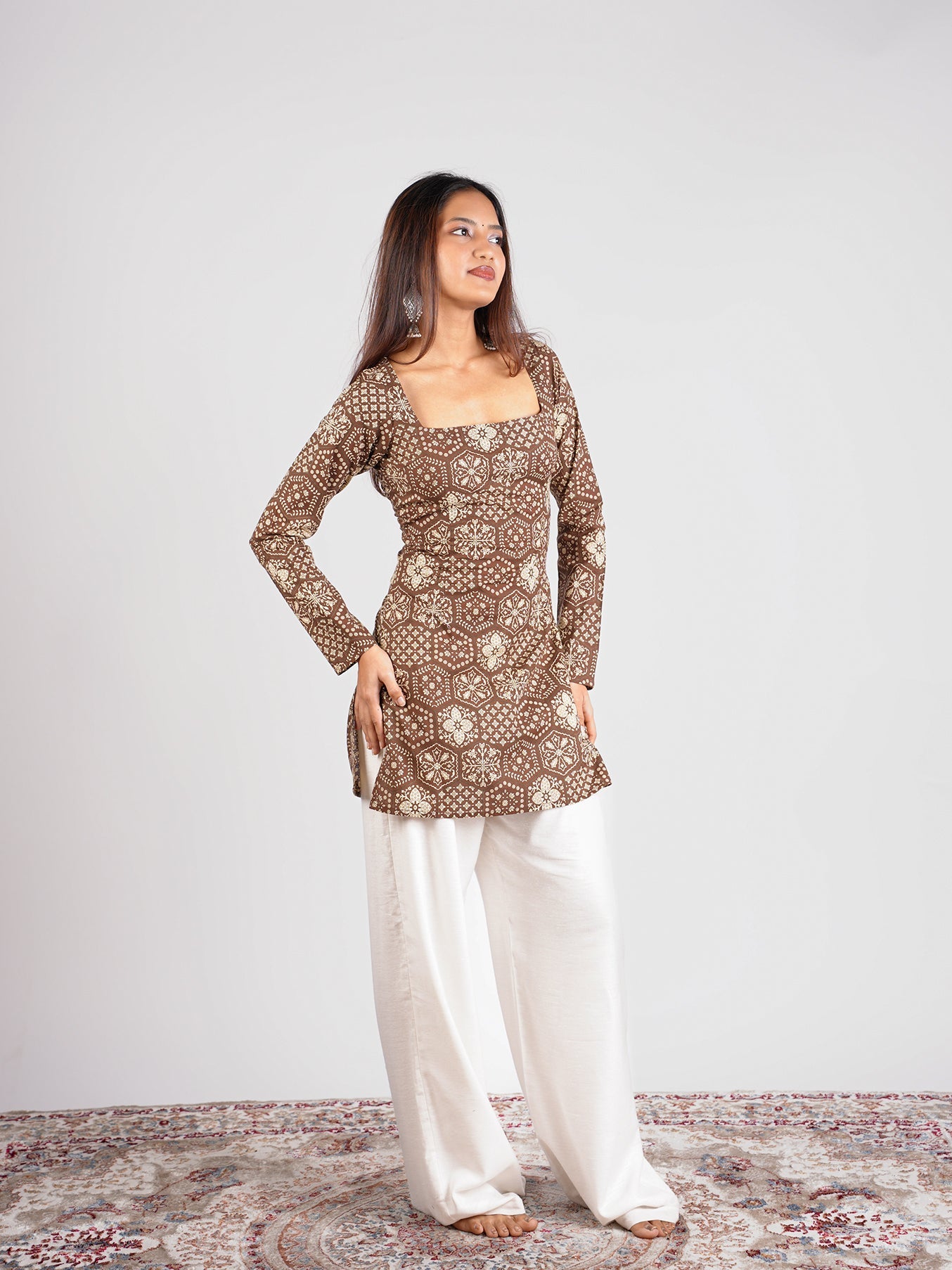 Heena Sleeved Corset Kurti Top