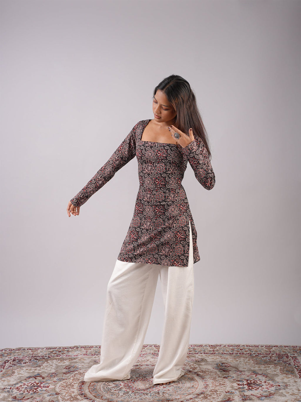 Riva Sleeved Corset Kurti Top