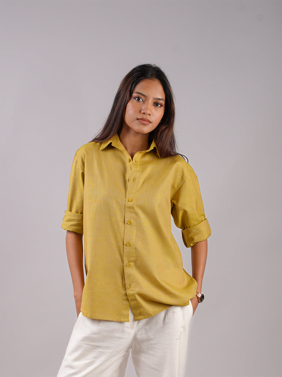 Oversized Green Linen Shirt