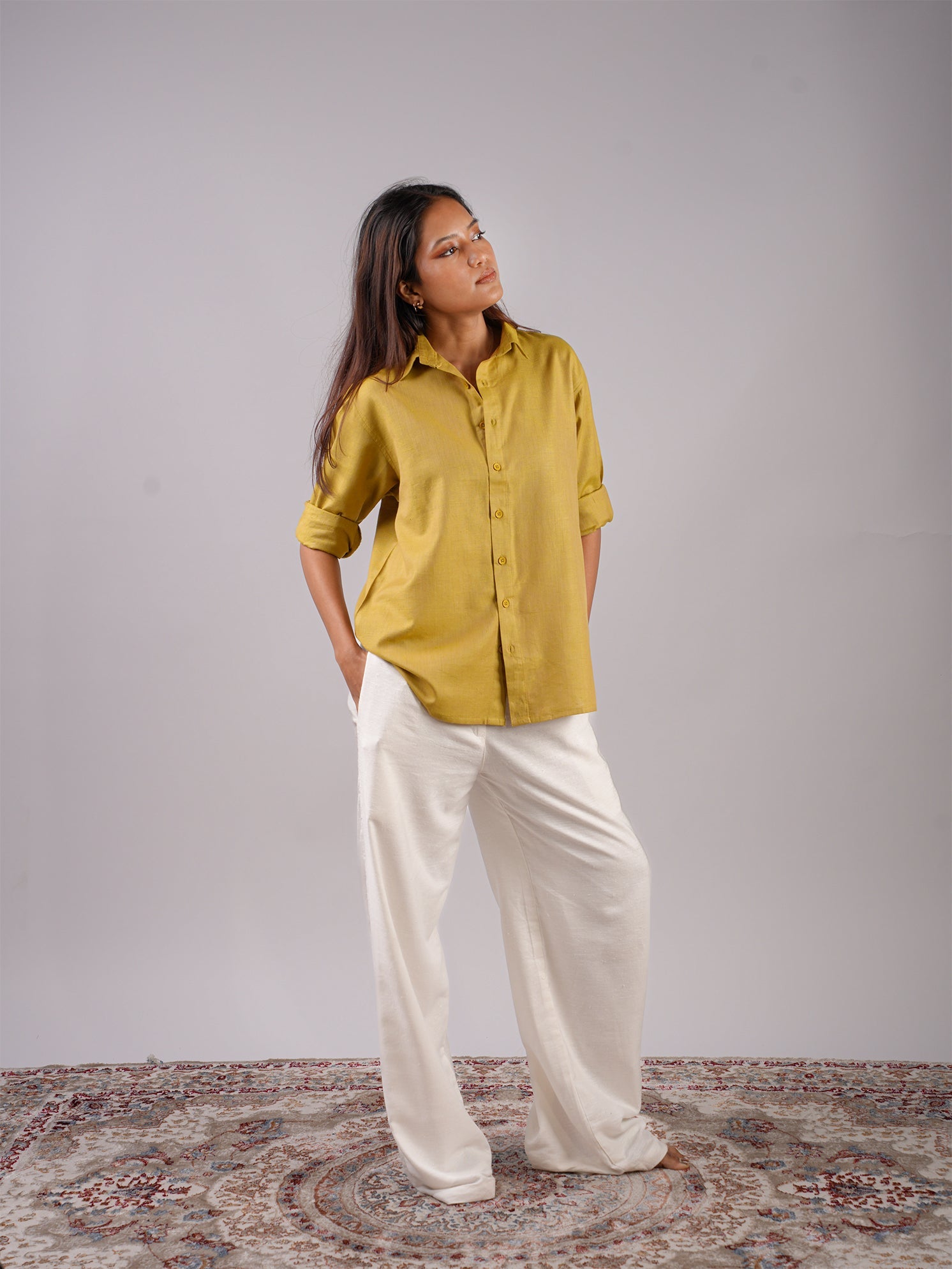 Oversized Green Linen Shirt