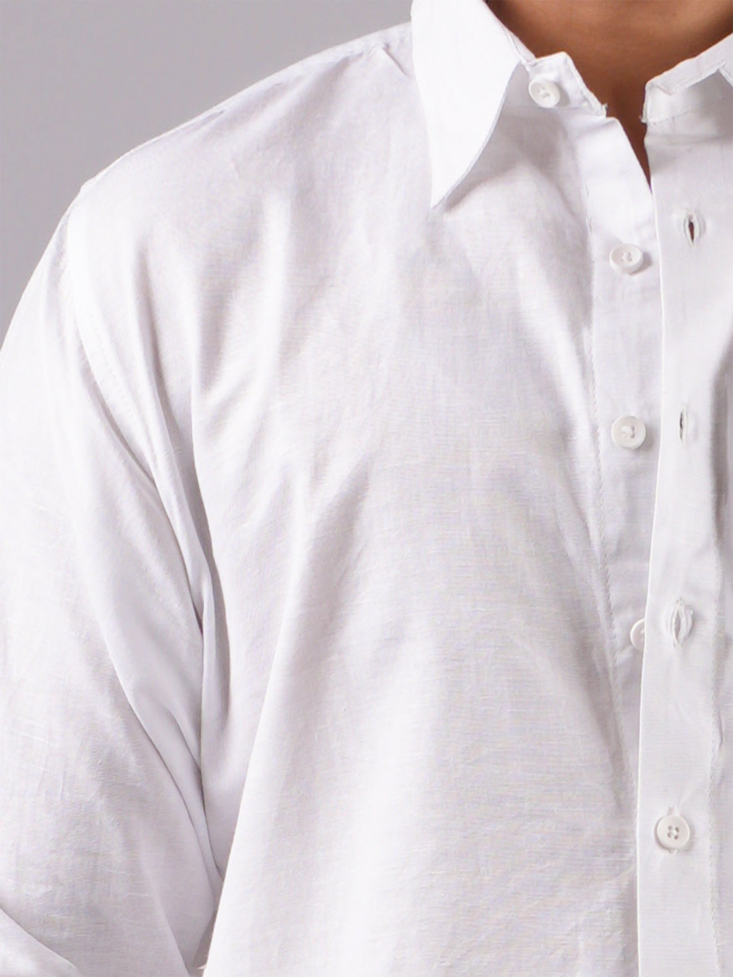 Dev White Linen Fitted Shirt
