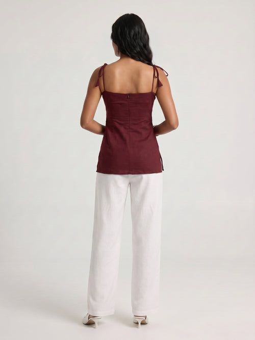 Akira Tie Up Shoulder Structured Kurti Top