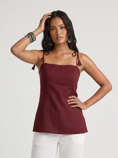 Akira Tie Up Shoulder Structured Kurti Top