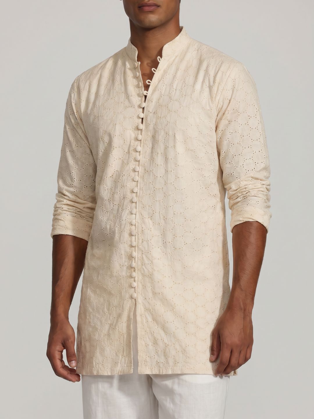Ansh Chikankari Short Structured Kurti Top