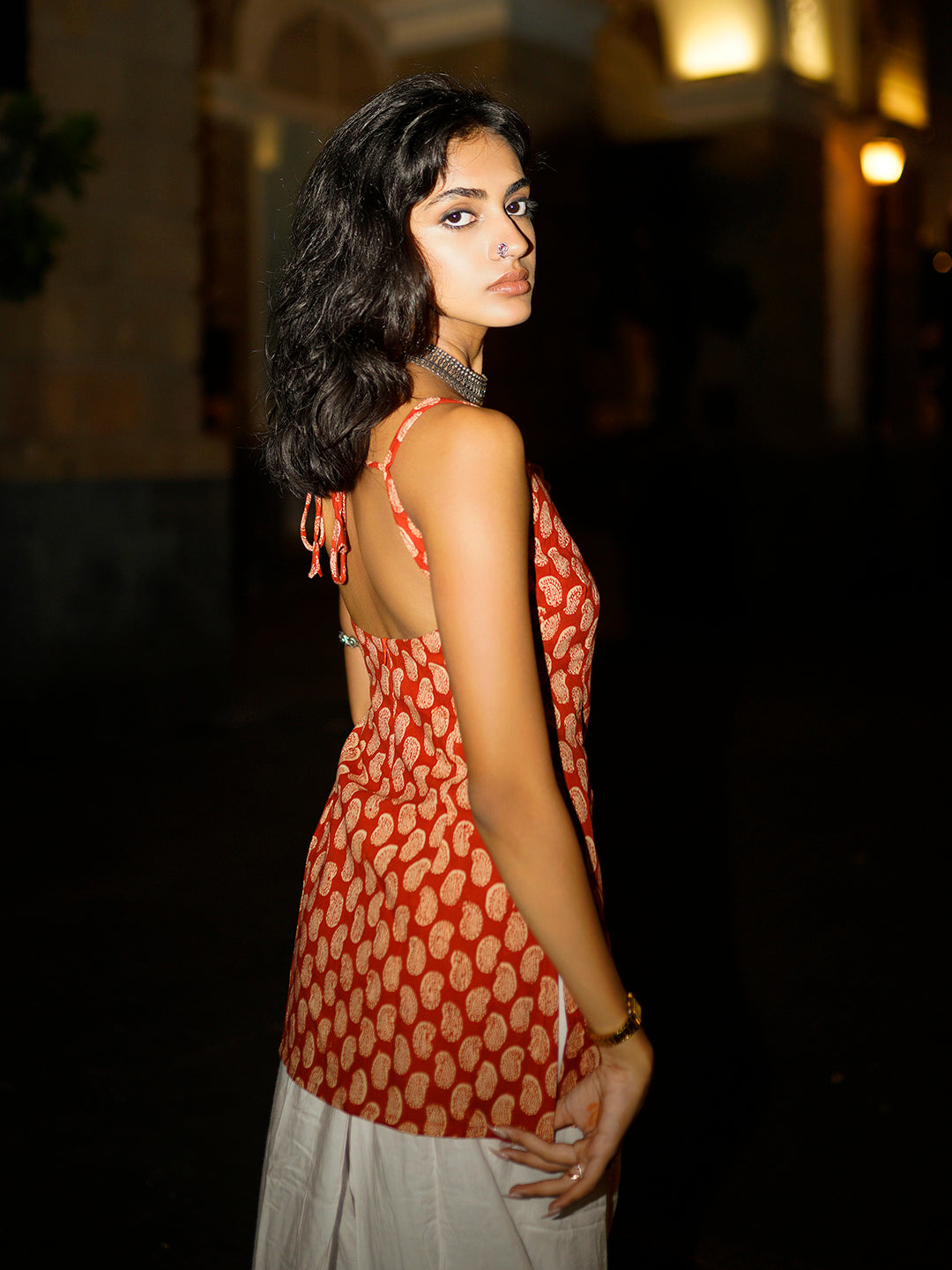 Kum-Kum Deep Back  Short Kurti