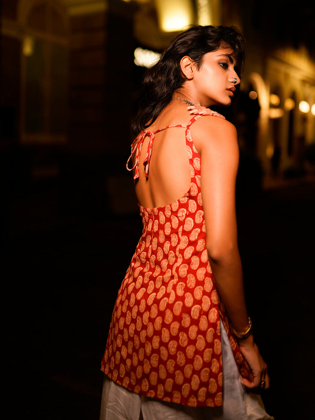 Kum-Kum Deep Back  Short Kurti