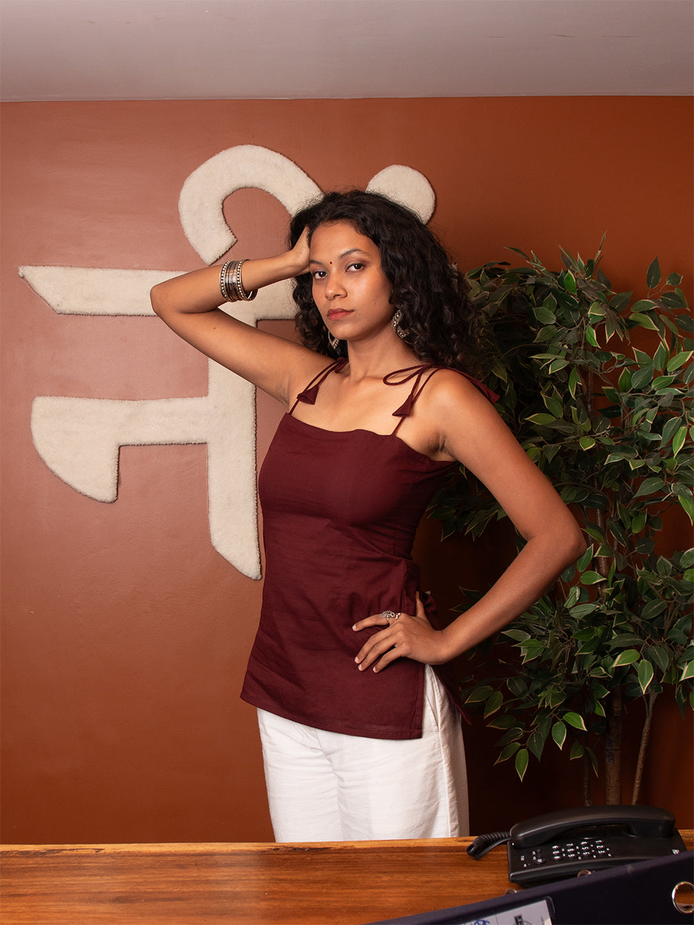 Akira Tie Up Shoulder Structured Kurti Top