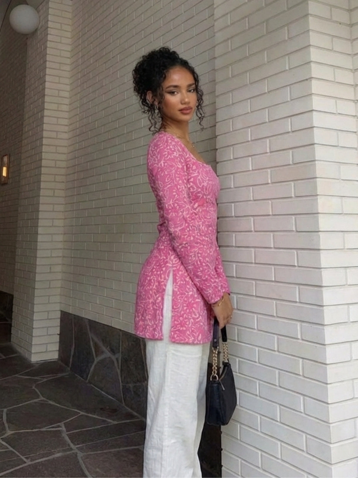 Jasmin Pink Full Sleeve Kurti