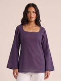 Karima Sleeved Open-Back Kurti Top