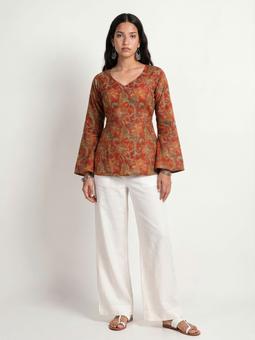 Kareen Backless Sleeved Corset Kurti Top