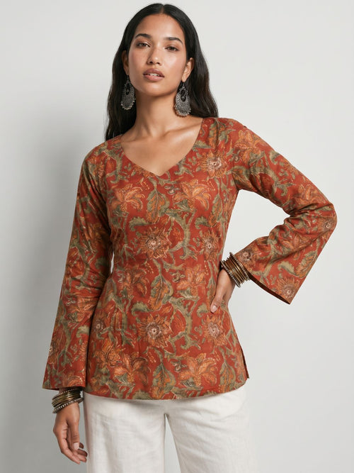 Kareen Backless Sleeved Corset Kurti Top