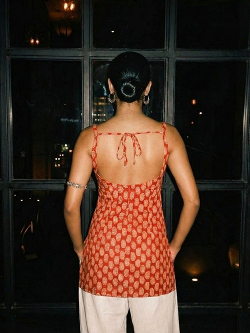 Kum-Kum Deep Back  Short Kurti