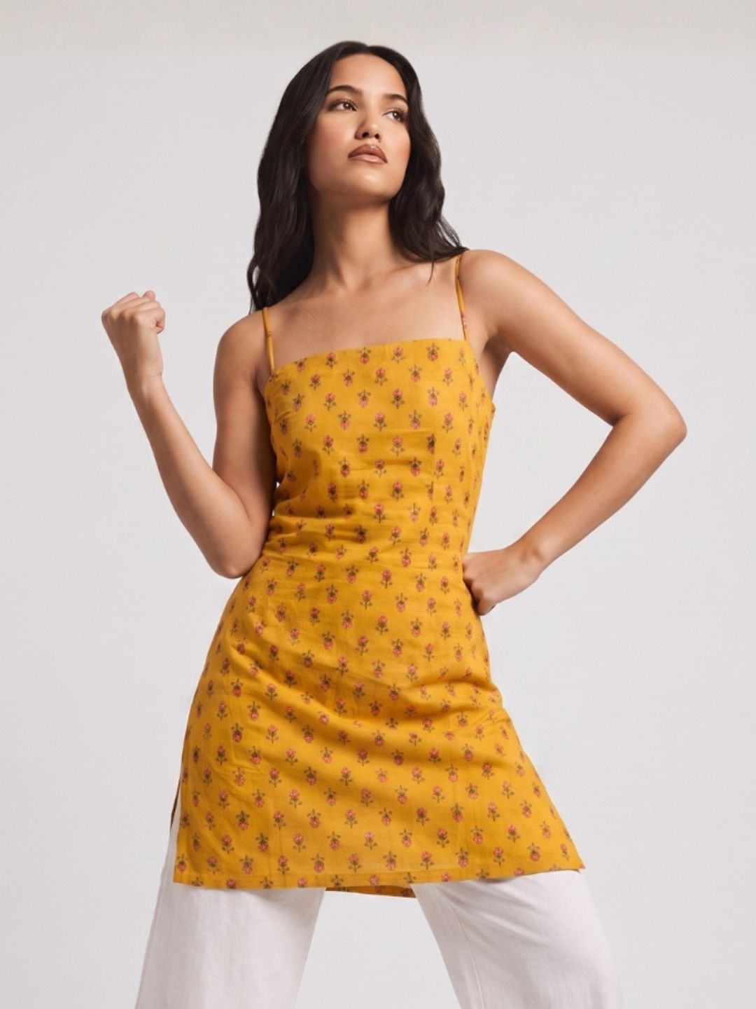 Mustard Corset Kurti Top