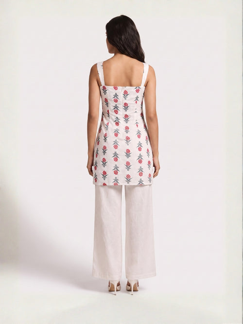 Miraya Wide Shoulder Strap Structured Kurti Top