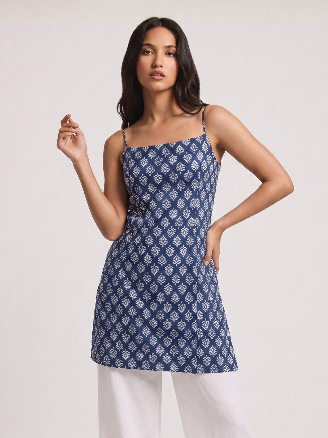 Nihaala Noodle-Strap Corset Kurti Top