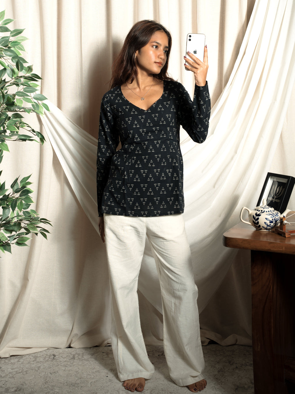 Nazmin Full Sleeved Structured Kurti Top
