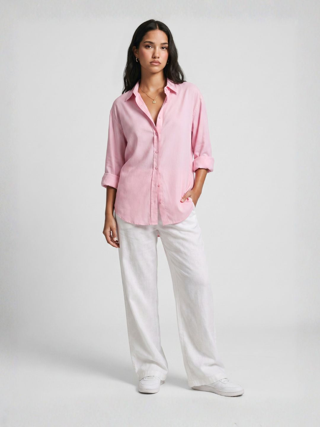 Oversized Pink Linen Shirt