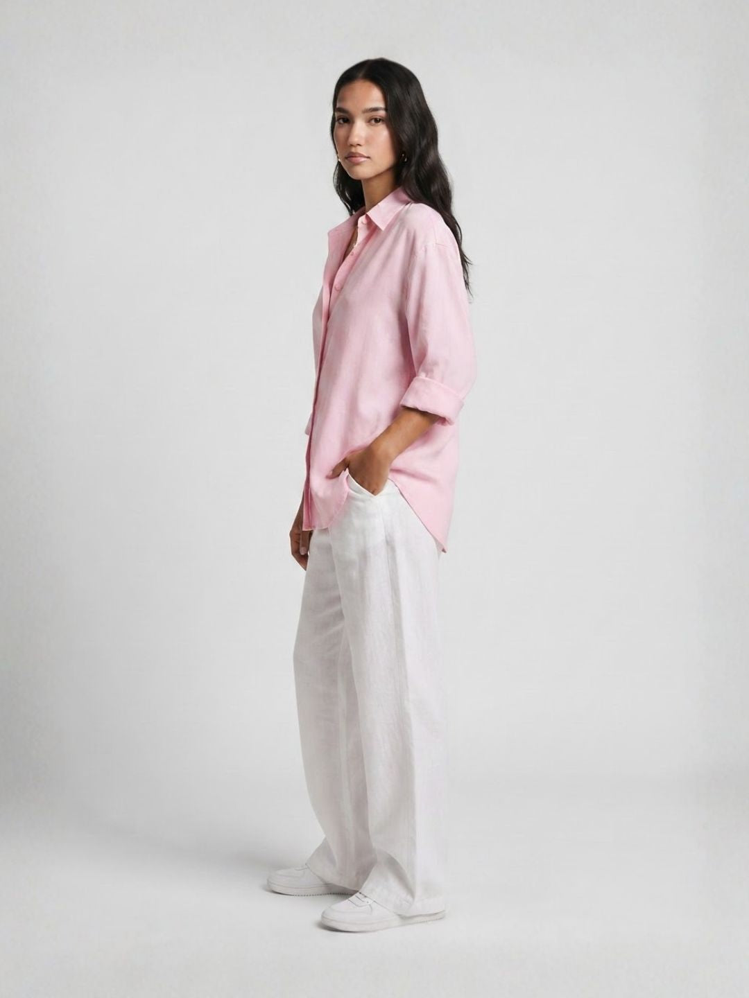 Oversized Pink Linen Shirt