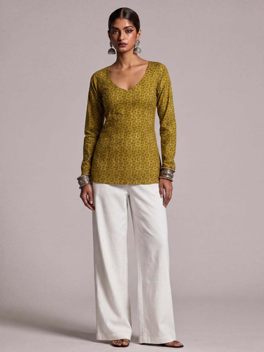 Alaya Sleeved Structured Kurti Top