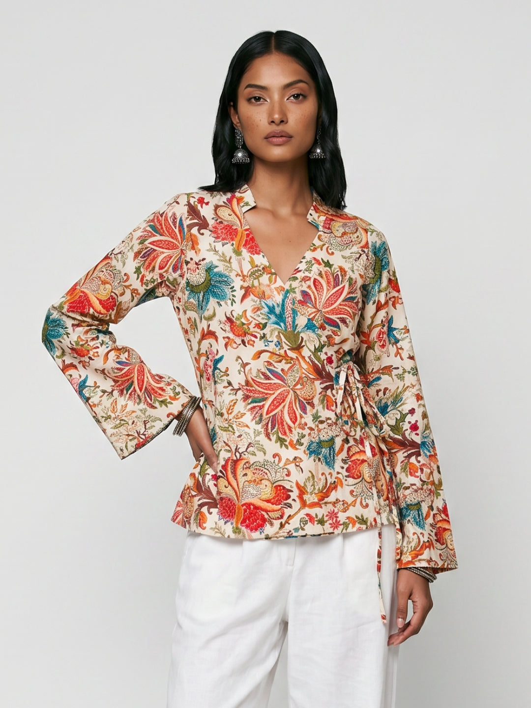Vana Criss Cross Structured Kurti Top