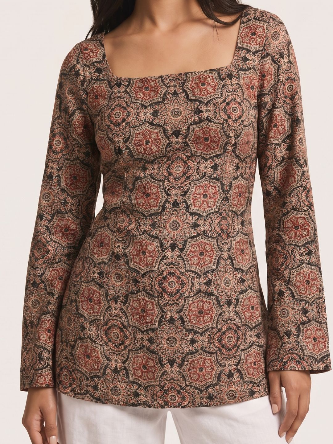 ZARI SLEEVED DEEP BACK KURTI