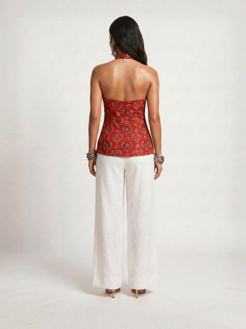 Ambar Keyhole Halter Kurti Top