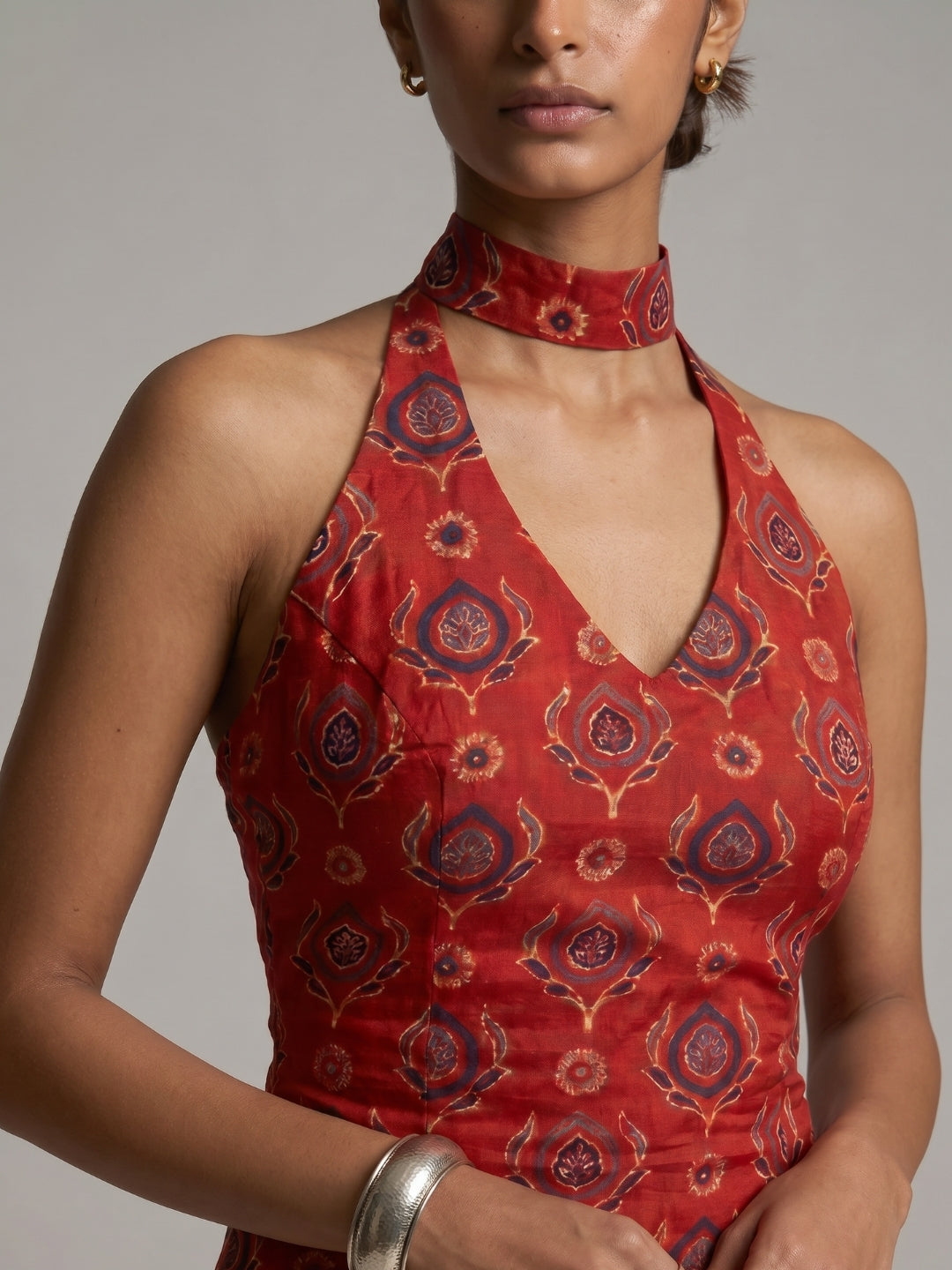 Ambar Keyhole Halter Kurti Top