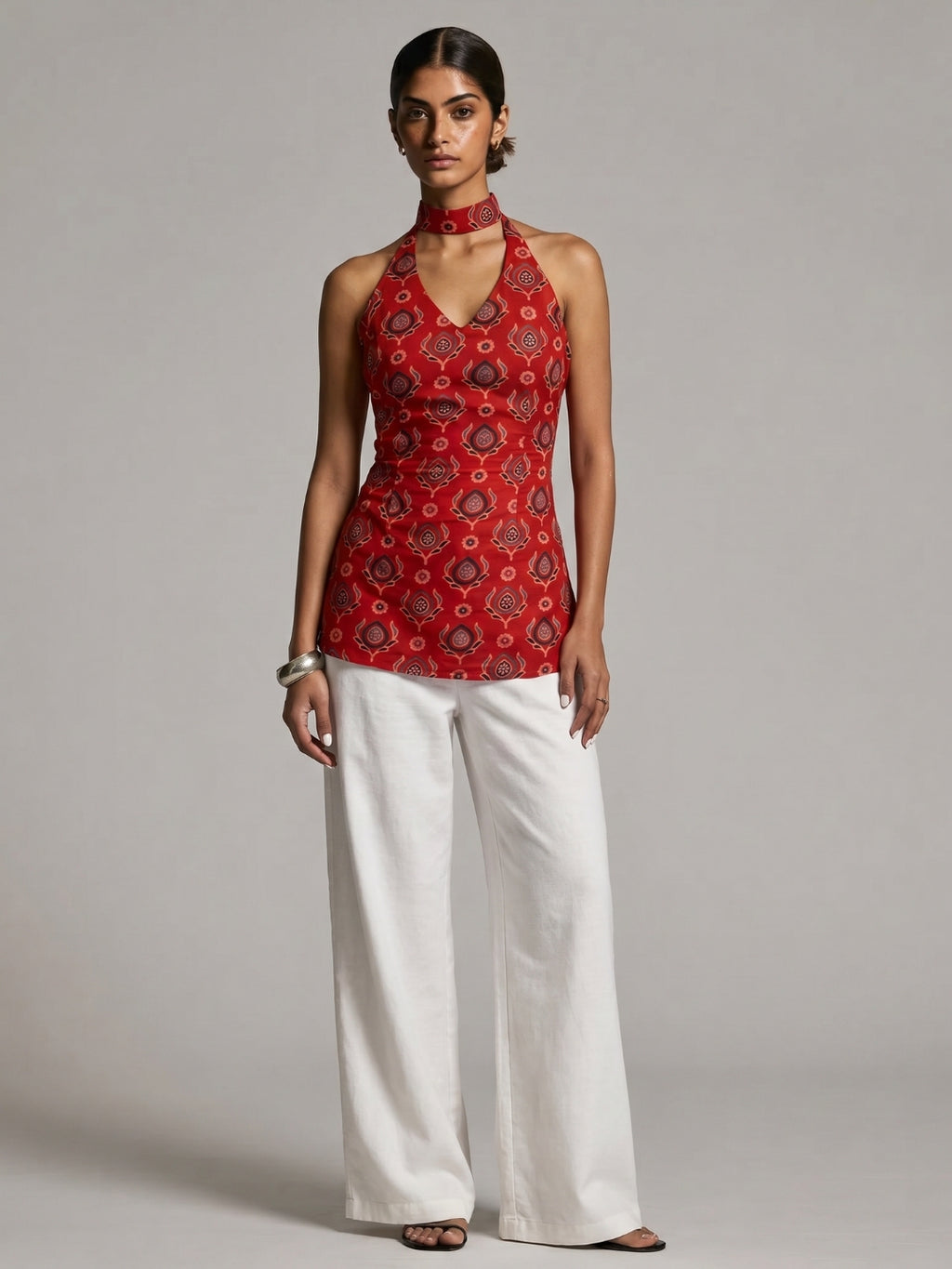 Ambar Keyhole Halter Kurti Top