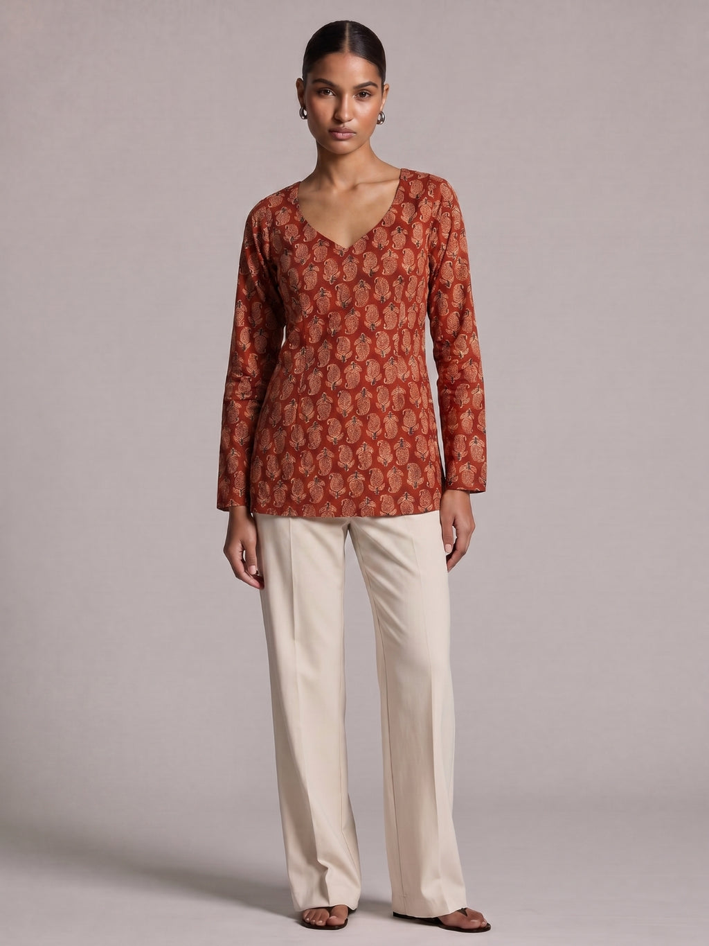 Nasreen Full Sleeve Structured Kurti Top