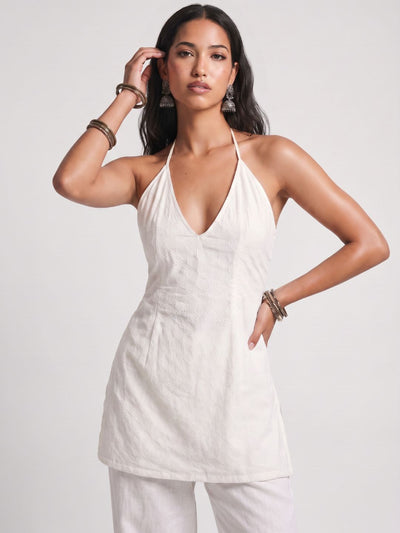 Hans Off-White Corset Kurti Top