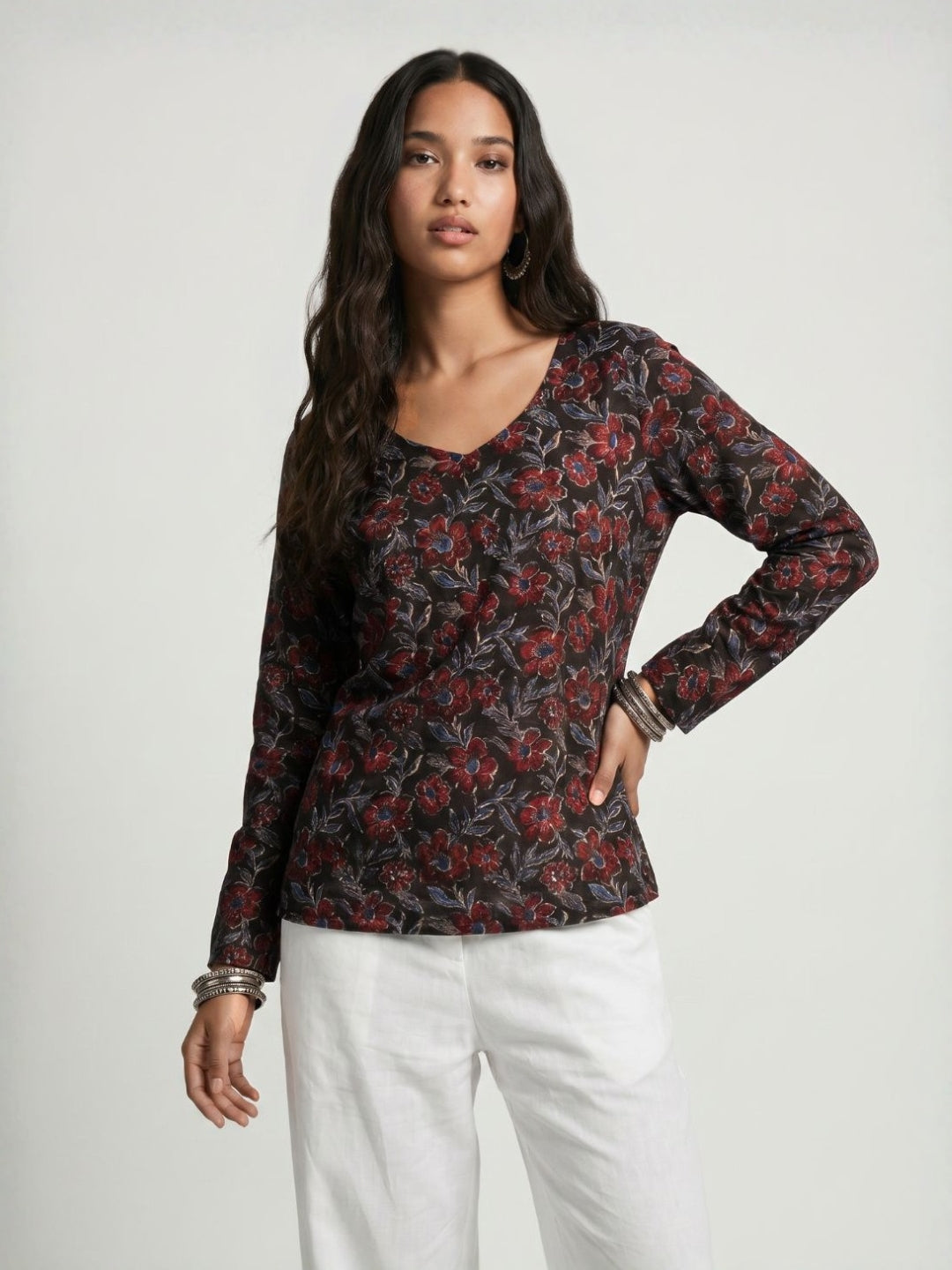 Hema Sleeved Modest Structured Kurti Top