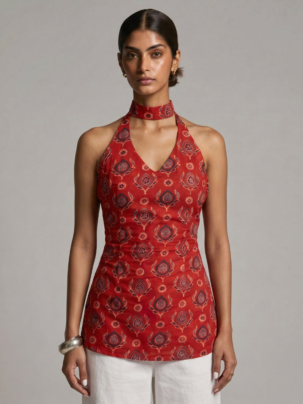 Ambar Keyhole Halter Kurti Top