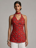 Ambar Keyhole Halter Kurti Top