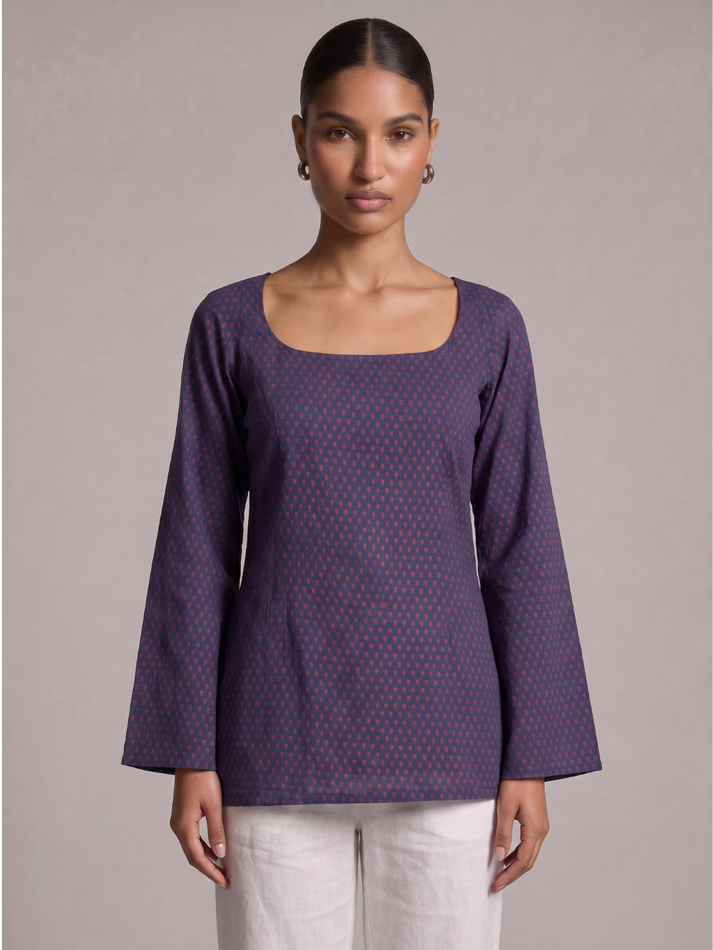 Karima Sleeved Open-Back Kurti Top