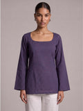 Karima Sleeved Open-Back Kurti Top