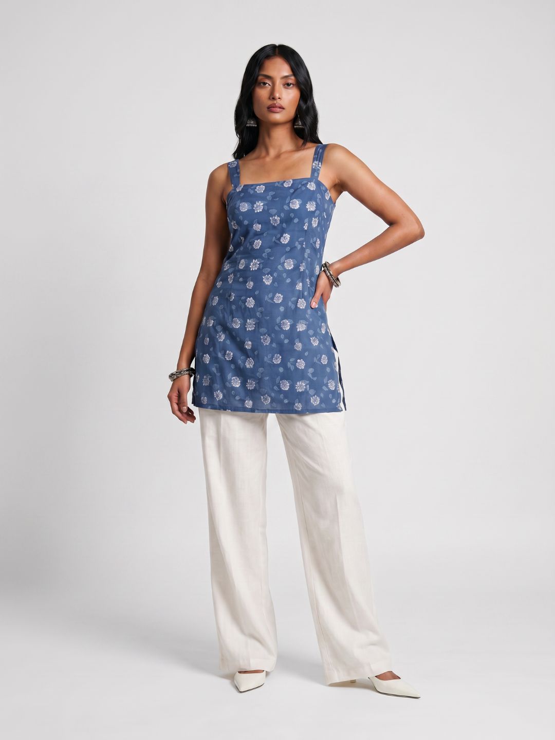 Khushi Wide Shoulder Strap Structured Kurti Top