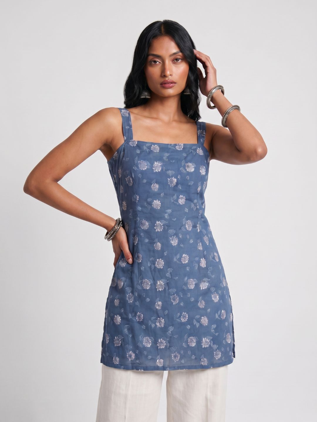 Khushi Wide Shoulder Strap Structured Kurti Top