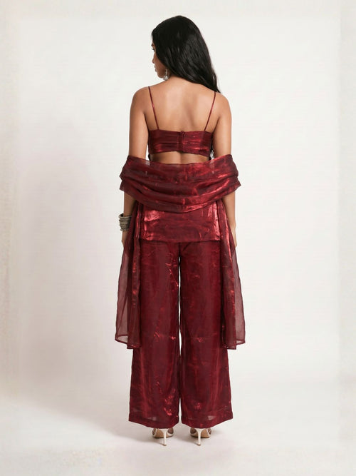 Laila Maroon Fendi Pant & Dupatta